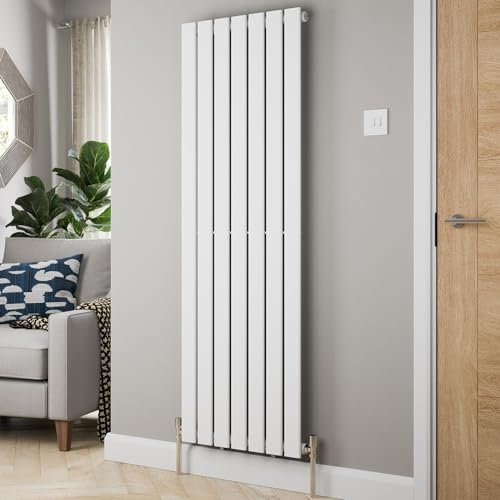 Radiant Living® 1600 x 532mm White Vertical Tall Designer Radiator Single Column Flat Panel Modern Modern Central Heating Panels Bathroom Radiators