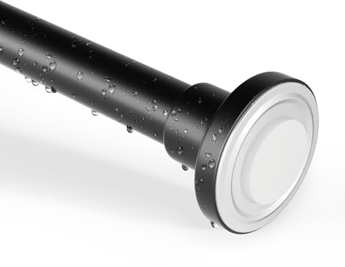 SZXIMU Gardinenstange Ohne Bohren Vorhangstange Ausziehbar Duschvorhangstange Duschstange 89-112cm Teleskopstange Klemmstange Dusche schwarz für Badezimmer Fenster Balkon Küche Kleiderschrank