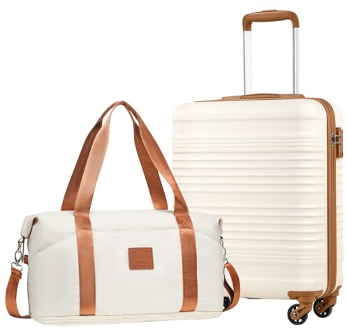 COOLIFE EasyJet Trolley Bagaglio a Mano 55x40x20 e Borsone da Viaggio 30L(45x36x20cm) Set di Valigie, Valigia Bagaglio a Mano, Chiusura a Combinazione Laterale con TSA