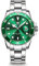 OLEVS Silber Uhr Herren Analog Kleid Quarz Großes Herren Armbanduhr Edelstahl Modern Leuchtend Wasserdicht Herrenuhren mit Datumsanzeige Schöne Grün Zifferblatt Männer Uhr Metallarmband Geschenke
