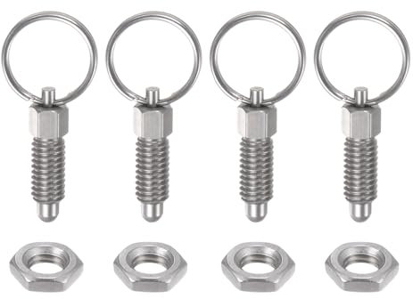 QUARKZMAN 4Pcs Pasador de Resorte con Anillo de Extracción Rosca M6*1 Longitud 0.48 Pasador Diámetro 4Mm Cabeza Redonda Acero Inoxidable Pasador de Índice Retráctil Sin Bloqueo