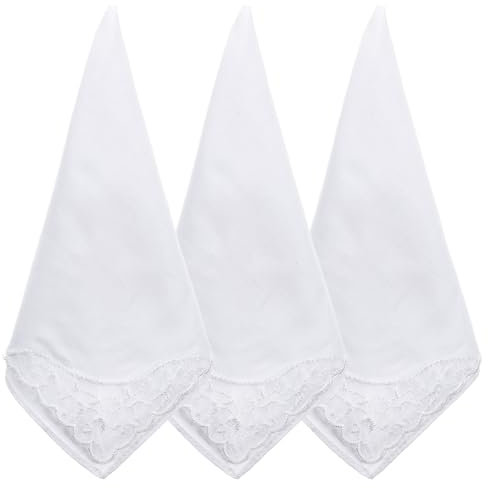 3 Stück Damen Klein Weiß Taschentücher Stofftaschentücher Taschentuch Baumwolle Taschentücher Hochzeit Stofftaschentücher Einstecktuch Handtuch Weiß Damen-Taschentücher Braut-Hochzeitsgeschenk 28 cm