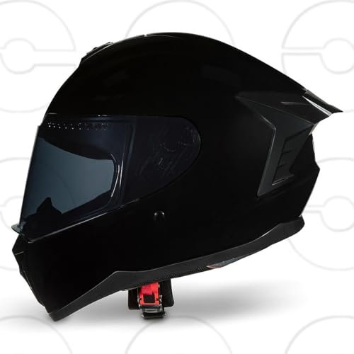 CRUIZER Casco moto Integrale Omologato Nero Lucido con visiera trasparente e visiera Smoke (L)