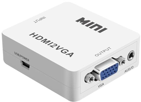 NOVOTECK Adaptador HDMI a VGA 1080P con Audio, Convertidor HDMI a VGA con alimentación USB, Plug & Play, Compatible con PC, Portátil, DVD, HDTV, Monitor y Proyector