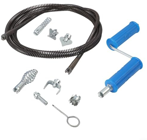 Gdfnmogo Pipe Cleaning Spiral, Lasting Steel Construction, 3 M Length, 12 Mm Diameter, Flexible Design, Versatile Cutting Heads(B)