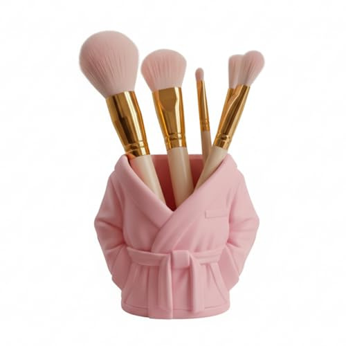 Portapennelli da Trucco Rosa a Forma di Accappatoio Lusso Glam - Organizer Beauty Femminile Moderno Decorativo con Design Creativo