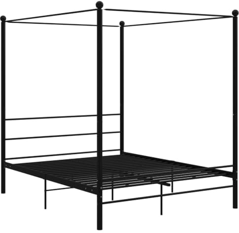 Lumanois Letto a Baldacchino Nero in Metallo 160x200 cm, Mobili,Letti e telai per Letti, 24.6kg-325063