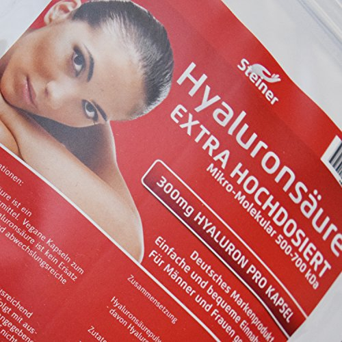 90 Hyaluronsäure Kapseln Micro-Molecular 500-700 kDa HOCHDOSIERT mit 300mg reiner Hyaluronsäure pro Kapsel 3-Monatspackung