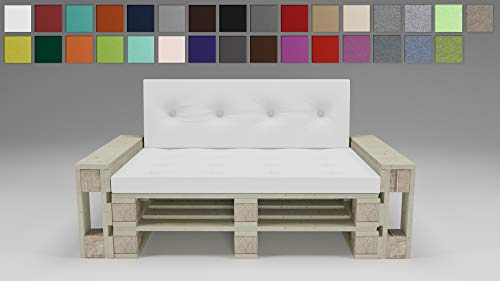 Rollmayer Palettenkissen mit Steppung Auflage für Europaletten Indoor und Outdoor Palettenpolster Kollektion Vivid (Weiß 1, Sitz&Rücken Kissen Set)