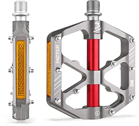 MZYRH Mountain Bike Pedals,Bicycle Pedals with Reflectors,Lightweight Aluminum Alloy MTB Pedals 3 Sealed Bearings Bicycle Platform Pedals 9/16 BMX Road Bike Pedal