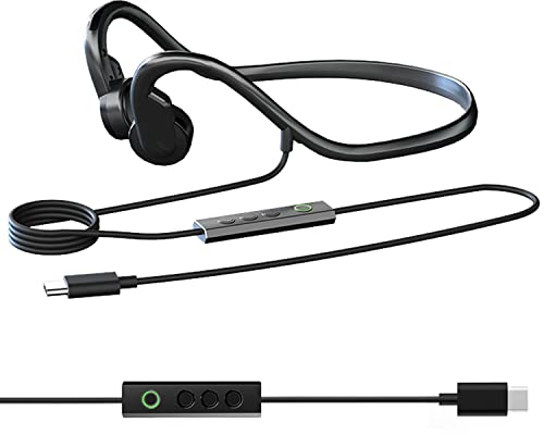 Sumeber Auriculares de línea ósea con cable deportivo auriculares con micrófono con cable IPX5 resistente al agua peso ligero de la música para correr, hacer ejercicio, senderismo y ciclismo