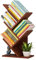 HSJKWPT Bücherregal in Baumform, Bücherregal mit 4 Ebenen Standregal in Baumform Bodenstehendes Bücherregal 31 * 17 * 59CM CD DVD Regal für Wohnzimmer Schlafzimmer Büro (Teakholzfarbe)
