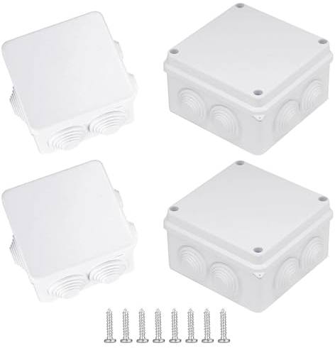 IP65 Anschlussdose,4 Stück Anschlussdose,Aufputzdose,Abzweigdose Aufputz,Wasserdicht, ABS Gehäuse Abzweigdosen,Aufputz Abzweigdosen,Abzweigdose Außen,für Elektrische Anschlussdose Steuerung