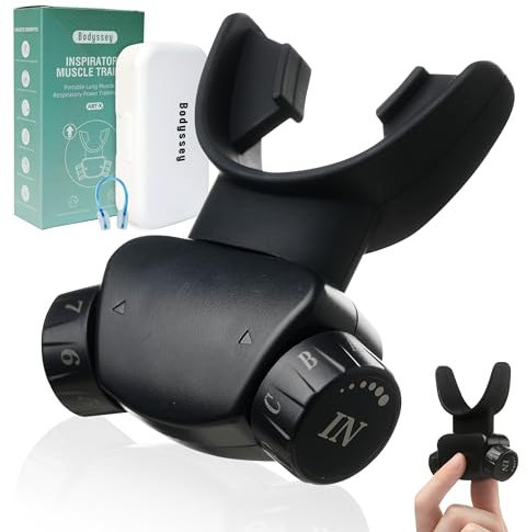 Bodyssey Allenatore respiratorio regolabile, dispositivo portatile per esercizi di respirazione con doppio bocchino, impostazioni di resistenza indipendenti per tecniche di respirazione migliorate