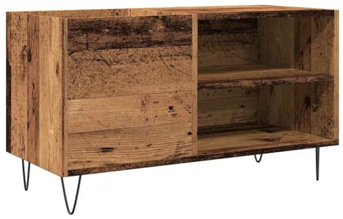 vidaXL Armoire à disques vieux bois 84,5x38x48 cm bois d'ingénierie, armoire pour tourne-disques, meuble de rangement pour disques vinyles, buffet pour tourne-disques
