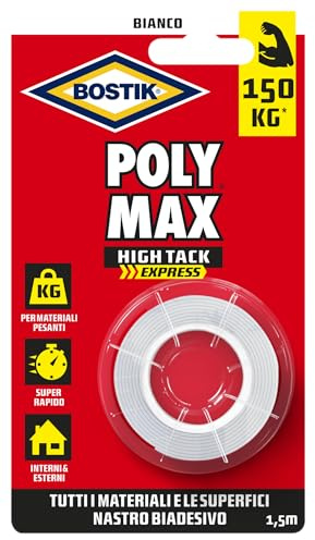 Bostik Poly Max Superstark vit Tack Express dubbelhäftande tejp håller upp till 150 kg per rulle