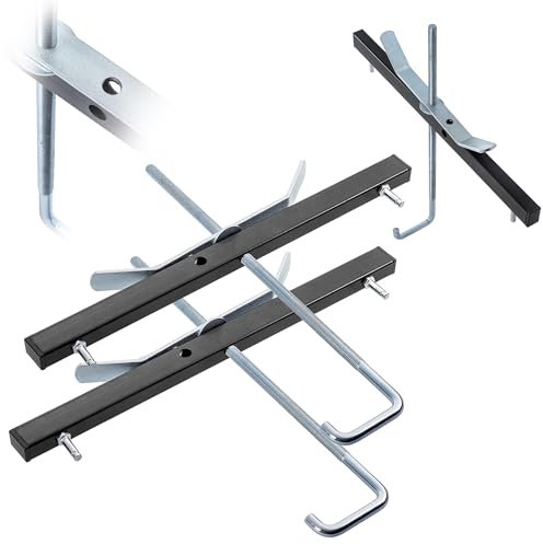KADAX Morsetti per scale per barre portatutto, 2 pezzi, supporto per scala per il trasporto sicuro di scale sulle barre portatutto, supporto scala in acciaio (tetto auto)