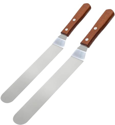 JAWUZ Spatule à Pâtisserie,2 Pièces En Acier Inoxydable Spatule à Palette Pour Glaçage,Crêpes,Gâteaux,Outils Essentiels Pour La Décoration De Pâtisserie