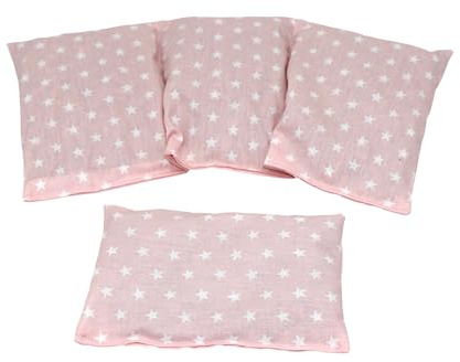 STERNE Kirschkernkissen 2 er Set 3 Kammer + kleines 36 x 18 cm Kirschkernkissen Körnerkissen Wärmekissen XXL Dinkel Weizen Kältekissen Mikrowelle + Backofen (Rosa Sterne, Kirschkerne)
