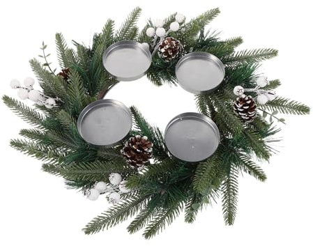 Alipis Portavelas Navideña Piñas y Bayas Artificiales como Centro De Mesa para Adviento Decoración De Temporada Calendario De Adviento