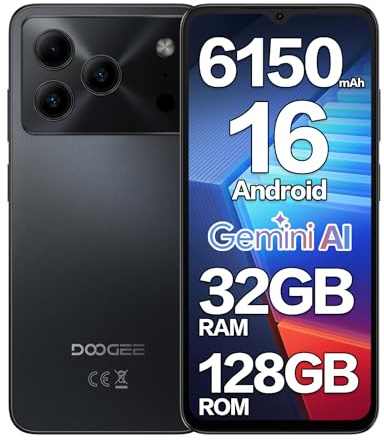 DOOGEE Note 56 Pro Mobile Phones, Newest Android 16 Smartphone with Gemimi AI, 6150mAh, 32GB+128GB/2TB Android Phone, 6.56 HD+ 90Hz, 4G Dual SIM Free Mobile Phone Unlocked, Face ID/5G WiFi/OTG/NFC