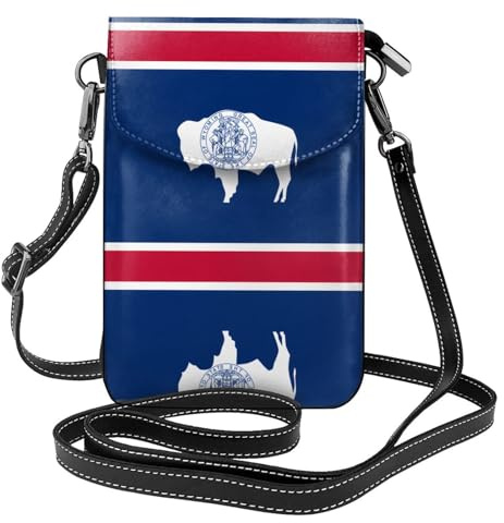 QAZWZML Cartera pequeña cruzada para teléfono con la bandera del estado de Wyoming con tapa abatible, perfecta para ir de compras, viajes y uso diario.
