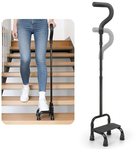 Adjustable Stair Climbing Assist Cane for Seniors, Half Step Stair Walker Aid for Walking Up Down, Portable Stair Lift Cane, Stability Walking Sticks - Step Stair Assist Device for Safety & Mobility