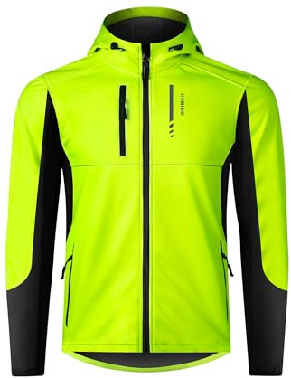 INBIKE Giacca Softshell Uomo Invernale Giacca Ciclismo con Cappuccio Giubbotto Trekking Impermeabile Antivento per Montagna,Corsa e Altre attività Outdoor