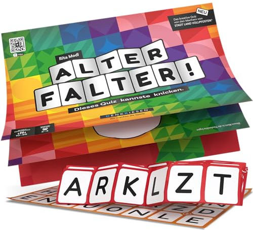 DENKRIESEN Vieux Falter - Ce quiz peut se plier | Jeu de quiz rapide avec origami | Jeu de fête & jeu familial à partir de 10 ans | Jeu de connaissances pour 2 à 4 joueurs | Jeu de société amusant