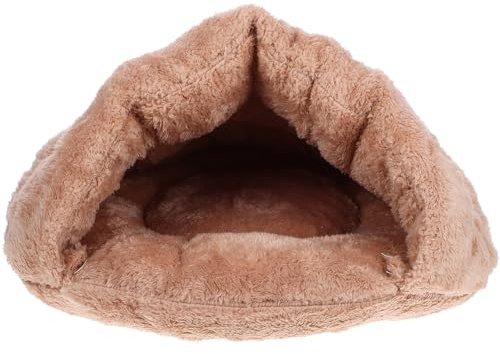 PENIKOKO Portable Small Pet Bed for Cats, Dogs, and Rabbits, Soft Warm Indoor Cat Hut in Khaki, Winter Kitten Sleeping Nest, Household Pet Sleeping Place
