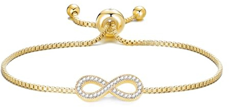 Philip Jones 18k Gold Plated Infinity Friendship Slider Bracelet Created with Zircondia® Crystals