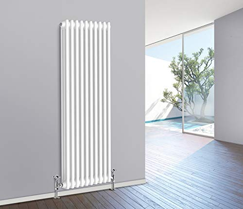NRG 1800 x 470 mm Gloss White Vertical Cast Iron Radiator Triple Panel