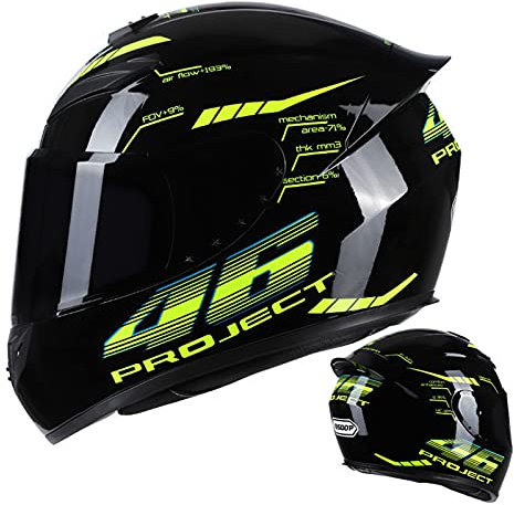 Casco Integrale Per Moto, Casco Per Moto Da Strada Per Moto Da Corsa Casco Da Moto Con Visiera Extra Colorata Caschi Per Moto Da Uomo E Da Donna Approvati DOT ECE 22.05,46,L