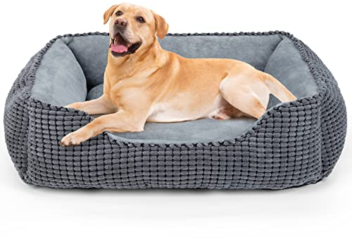 JOEJOY Hundebett Grosse Hunde, Hundekorb Waschbar Flauschig, Weiche Plüsch Hundebetten, 89x63x23cm, Hundekörbchen für Mittelgroße und Große Hunde und Katzen