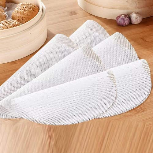 LONGFITE Silicone Steamer Mesh Mat, Round Silicone Steamer Mat Pad, Reusable Non-Stick Steamer Mesh, Mixed Size for Steaming Basket, Cooking, Vegetables, Rice, Dim Sum (6 Pack)