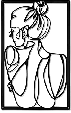 YiYa Schwarzem Wanddekoration aus Metall, Minimalistische Wanddekoration kunst, moderne abstrakte weibliche Körper dekoration für Schlafzimmer Wohnzimmer Badezimmer Balkon Galerie (Back)