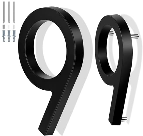 6 Inch Floating House Number Metal Modern Anti-Rust House Address Numbers for Outside with For Mailbox Yard Home Front Door Zinc Alloy Black, 911 Visibility Signage (9)