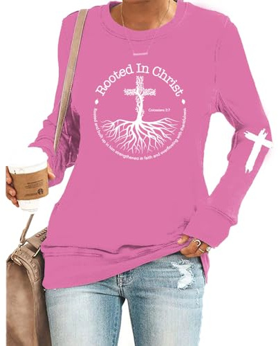 Rooted in Christ Shirt Rooted in Christ Sweatshirt Ladies Christian Tshirts Rooted in Christ Tshirt Christian Crewneck Sweatshirts for Women Faith christian saying sweatshirts gift Violet