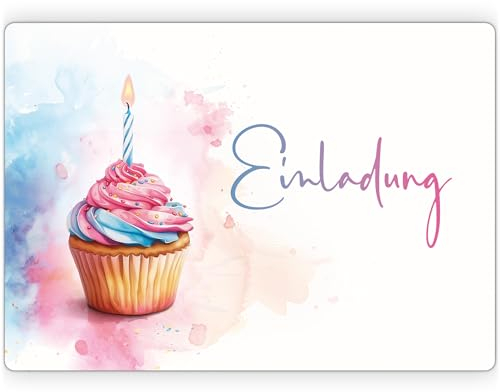 beriluDesign 12 Einladungskarten zum Kindergeburtstag - Geburtstagseinladung Muffin Cupcake (Muffin)