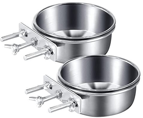 Vogelfutterschale mit Klemme, Vogelfutterschale, Cupshanging Edelstahl, Papageienkäfig, Futterstation für Papageien, Futterschalen zum Anschrauben