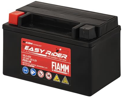 Fiamm Batteria per Moto e Scooter FTX7A-12B 6AH 100A, Batteria Easy Rider AGM Technology, Massima Potenza di Avvio,Senza Manutenzione, Già Carica, Pronta all'Uso, Adatta a Scooter, Moto, Moto d'acqua