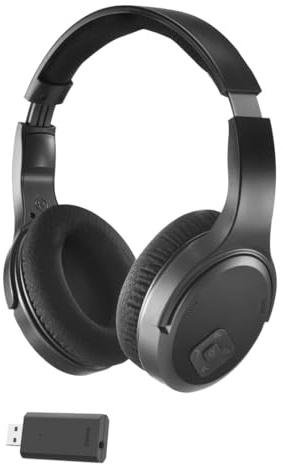 Hama Funkkopfhörer für TV, 2,4 GHz (kabelloser Kopfhörer für fernsehen ohne Audioverzögerung, 16 h Spielzeit, Over-Ear Kopfhörer mit Lautstärkeregler + 3 Modi, für Senioren und Hörgeschädigte) schwarz