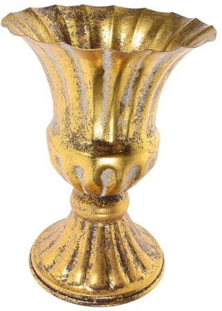 Ciieeo European Style Carved Vase Iron Outdoor Decorative Porch Planter Retro Wedding Balcony Flower Pot for Garden Urn