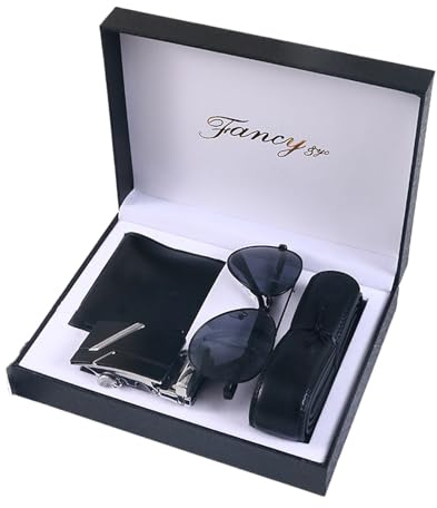 Juego de gafas y billetera con cinturón para hombre, portátil, para viajes, suministros de vacaciones para regalos corporativos, promoción de aniversarios de boda, felicitaciones