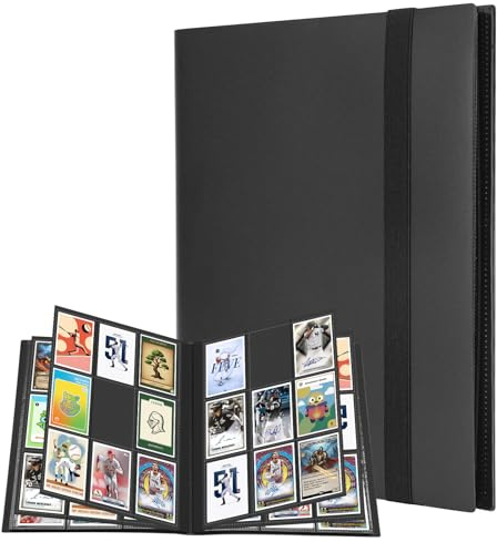 WISYOK Samlaralbum 360 kort, 9 fickor, 20 sidor, svart, plast | Stort samlarkortalbum, bärbart bindemedel för fotbollskort, fotokort, MTG, TCG, för resor, samlingar hemma.