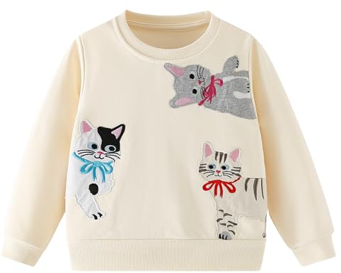 Pilipulu Sweat Enfant Fille Col Rond Sweatshirt Filles Licorne Lapin Pull Enfant Coton pour 2-8 Ans