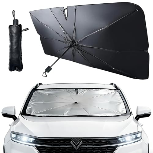 Pare-Soleil Voiture Pare-Brise Avant, 140 x 80 cm Pare Soleil Voiture, Pliable Parapluie Anti-UV Et Anti-Chaleur, Pare-Brise Pliable, Protection Solaire Universelle pour SUV, Mpv Et Voitures