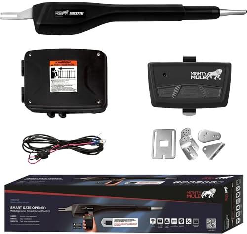 Mighty Mule MM371W Automatic Gate Opener, Smart and Solar Ready, Includes Gate Opener Remote and More-Up to 16ft Long or 550lb, Black, 1 Gate Opener Kit