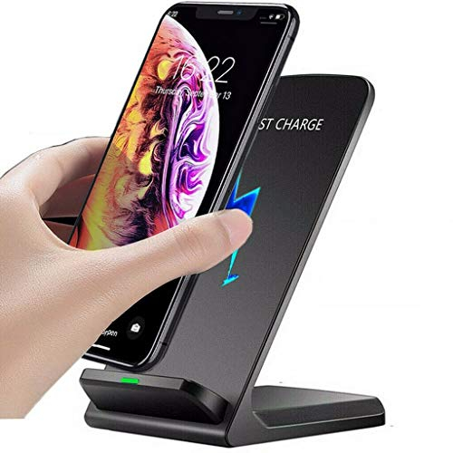 Wireless Charger Stand for Apple iPhone 14 13 12 Mini 11 Pro Max/SE 2020/Xs/XR/X/8 Plus, Samsung Galaxy S23 S22+ Ultra/S21/S20/S7 S8 S9 S10+ S10e Note 20 Ultra/10+/9/8, OnePlus (Black)