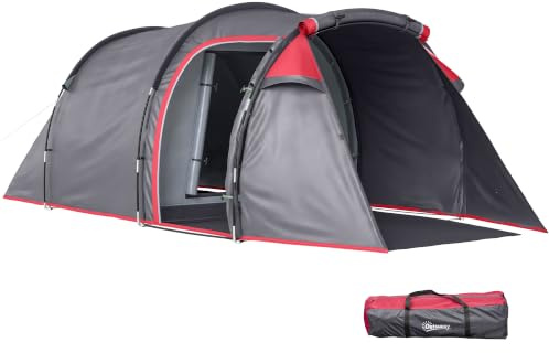 Outsunny 2 Man Tunnel Tent Sewn in Groundsheet 426 x 206 x 154cm | Air Vents, Rainfly, 2000mm Large Camping Tent, Bedroom, Porch, Living Area, Camping, Hiking